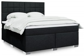 vidaXL Cama com molas/colchão 180x200 cm tecido preto