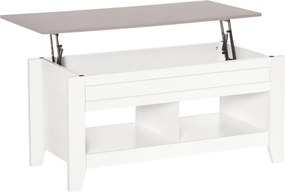 HOMCOM Mesa de Centro com Bancada Elevável Mesa de Centro com 2 Compartimentos Abertos Bancada de Imitação a Mármore 105x50x49cm | Aosom Portugal
