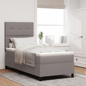 Cama Box Spring com Colchão Taupe 100x200 cm Tecido