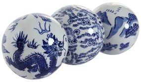 Figura Decorativa DKD Home Decor Oriental Porcelana (3 pcs) (10 x 10 x 10 cm)