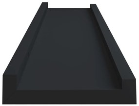 Unidade de prateleiras com rebordo 2 pcs 40x9x3 cm MDF preto