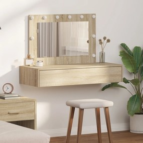 Mesa de Maquilhagem de Parede com Luzes LED em Carvalho Sonoma