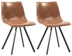 vidaXL Cadeiras de jantar 2 pcs couro artificial conhaque