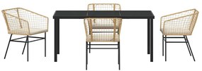 Conjunto de Jantar de Jardim com 5 Peças e Almofadas de Rattan sintéti