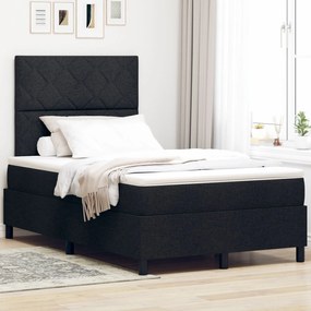 Cama Box com Colchão e Luz LED Preta 120x190 cm Tecido