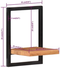 Prateleiras de parede 2 pcs 25x25x35 cm acácia maciça e aço