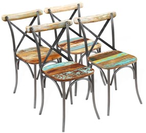 vidaXL Cadeiras de jantar 4 pcs madeira recuperada maciça