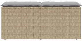 Banco de jardim com almofadão 110x40x44 cm vime PE bege