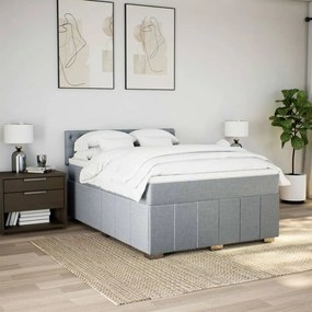 Cama com molas/colchão 140x200 cm tecido cinzento-claro
