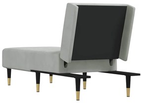 Chaise longue veludo cinzento-claro