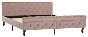 Estrutura de cama 160x200 cm veludo cor-de-rosa