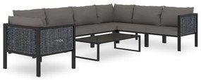 8 pcs conjunto lounge de jardim c/ almofadões vime PE antracite