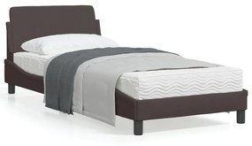 vidaXL Estrutura de cama sem colchão 90x200 cm tecido castanho-escuro