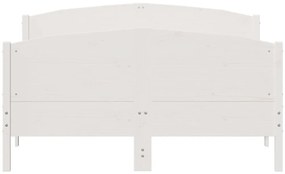 Cama sem colchão 135x190 cm madeira de pinho maciça branco