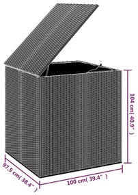 Caixa para almofadões de jardim 100x97,5x104cm vime PE castanho