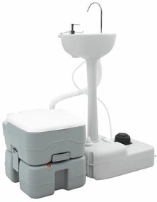 Mesa de Camping vidaXL corpo cinza+tampa branca+cinza