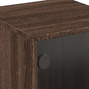 Mesas cabeceira portas vidro 2 pcs 35x37x50cm carvalho castanho