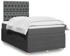 Cama com molas/colchão 120x200 cm tecido cinzento-escuro