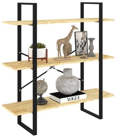 Estante com 3 prateleiras 100x30x105 cm pinho maciço castanho
