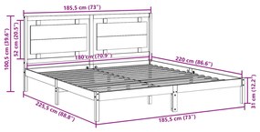 Cama extra longa sem colchão 180x220 cm madeira maciça