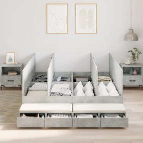 Cama de armazenamento Cinza Concreto 140x200 cm