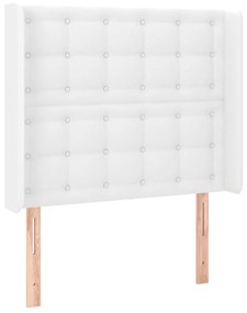 Cabeceira cama c/ LED couro artificial 83x16x118/128 cm branco