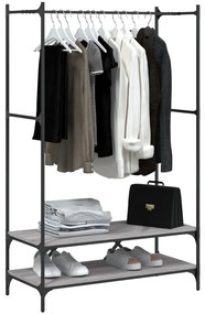 Charriot/Suporte p/ roupas c/ prateleiras deriv. madeira cinzento sono