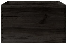 Caixa madeira com pegas preta 40x30x23 cm pinho madeira maciça