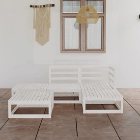 vidaXL 5 pcs conjunto lounge de jardim pinho maciço branco