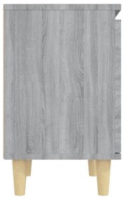 Mesa cabeceira c/ pernas madeira maciça 40x30x50cm sonoma cinza