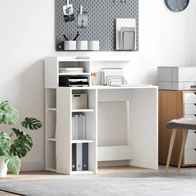 vidaXL Mesa com Armazenamento Branca 90x48x101.5 cm Madeira Engenheirada