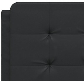 Estrutura cama c/ cabeceira 140x190 cm couro artificial preto