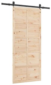 Porta Deslizante Castanho 80 x 208 cm Madeira de pinho maciça