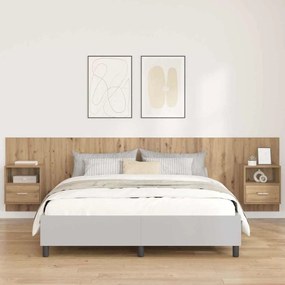 vidaXL Cabeceira com Armário com gaveta 3 pcs Carvalho Artesanal