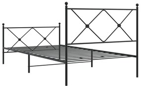 Estrutura de cama com cabeceira e pés 107x203 cm metal preto