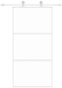 Porta deslizante 102,5x205 cm vidro temperado e alumínio branco