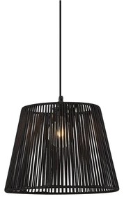 Candeeiro suspenso de exterior preto com abajur de corda preta IP44 - Cava Jayla