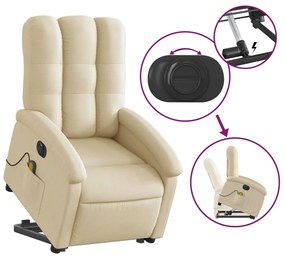 Poltrona elétrica elevatória massagens tecido creme