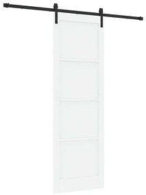 Porta Deslizante com Conjunto de Ferragem Branca 78x232 cm Madeira Sól