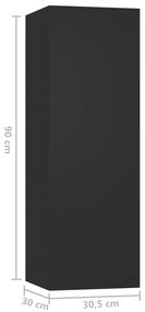 7 pcs conjunto de móveis de TV derivados de madeira preto