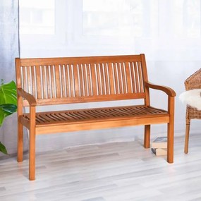 Banco jardim de madeira para 2 pessoas com encosto curvo e braços largos para Pátio Varanda Piscina 126 x 63 x 91 cm Castanho