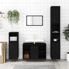 Armário casa de banho 30x30x100 cm derivados de madeira preto