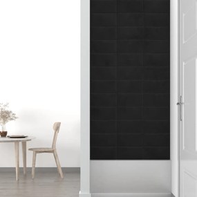 Painel de parede 12 pcs 30x15 cm veludo 0,54 m² preto