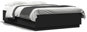 Estrutura cama c/ luzes LED 120x200 cm derivados madeira preto