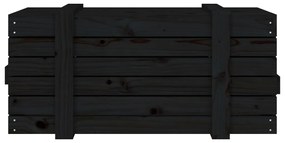 Caixa de arrumação 91x40,5x42 cm madeira de pinho maciça preto
