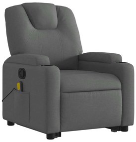Poltrona elevatória de massagens tecido cinzento-escuro