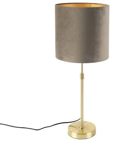 LED Candeeiro de mesa inteligente dourado com cúpula em veludo castanho 25 cm incl. Wifi A60 - Parte Country / Rústico