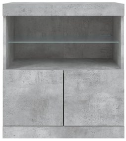 Aparador com luzes LED 60x37x67 cm cinzento cimento
