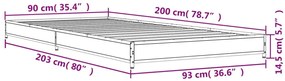 Estrutura de cama derivados de madeira/metal carvalho castanho