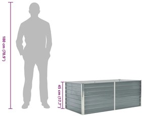 Canteiro de jardim elevado 160x80x45cm aço galvanizado cinzento